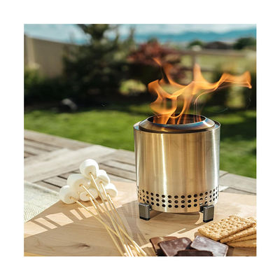 Outdoor Camping Stainless Steel Tabletop Fire Pit with Smokeless Wood Pellet Burning