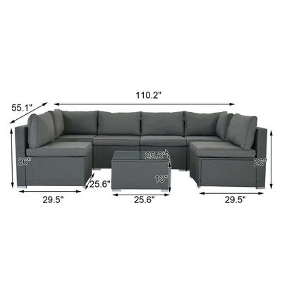 AJUNION Wicker Rattan PE Sectional Sofa Garden Set Patio Furniture Conversation Set Outdoor Furniture