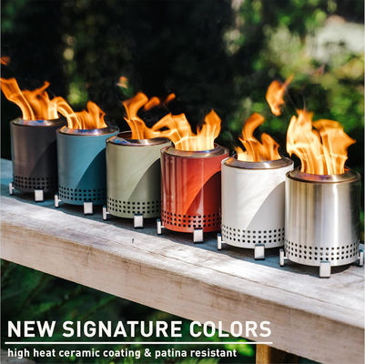 Outdoor Camping Stainless Steel Tabletop Fire Pit with Smokeless Wood Pellet Burning
