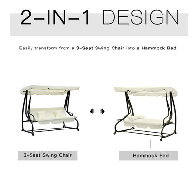 Garden Swing Hanging Chair with Powder-coated Finish and Spring Hook W120xL200xH164cm