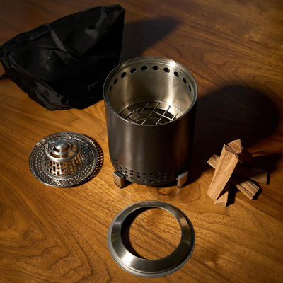 Outdoor Camping Stainless Steel Tabletop Fire Pit with Smokeless Wood Pellet Burning