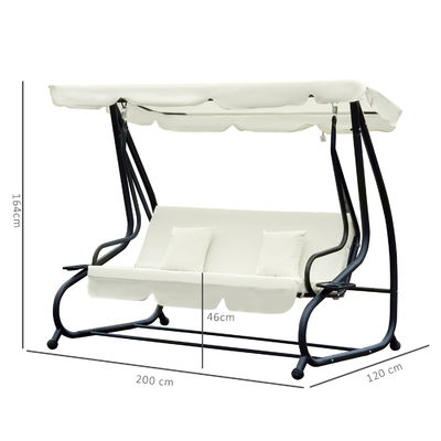 Garden Swing Hanging Chair with Powder-coated Finish and Spring Hook W120xL200xH164cm