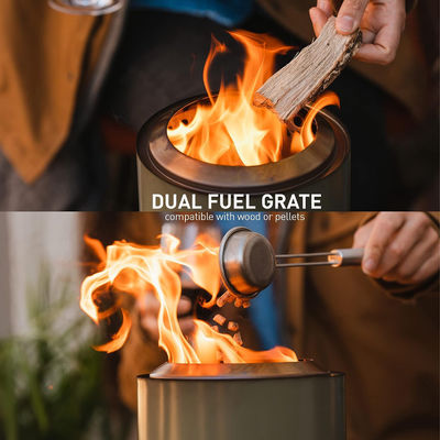 Outdoor Camping Stainless Steel Tabletop Fire Pit with Smokeless Wood Pellet Burning