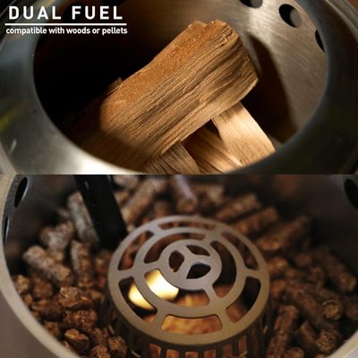Outdoor Camping Stainless Steel Tabletop Fire Pit with Smokeless Wood Pellet Burning