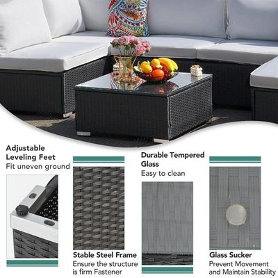 Outdoor Furniture AJUNION 7 Piece PE Rattan Wicker Sectional Sofa Set for Garden