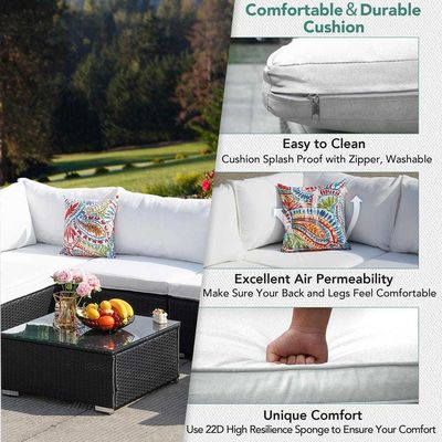Outdoor Furniture AJUNION 7 Piece PE Rattan Wicker Sectional Sofa Set for Garden