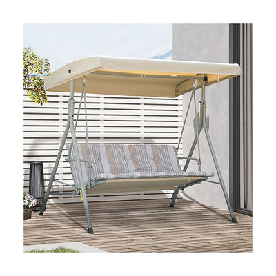 Modern Design AJUNION 3 Seater Outdoor Metal Frame Patio Swings Couch Swing Bed Chair