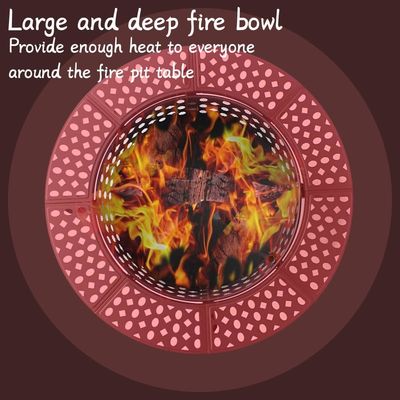 Modern Outdoor Firepit AJUNION 36 Inch Metal Round Wood Burning Fire Pit with 2 Grills