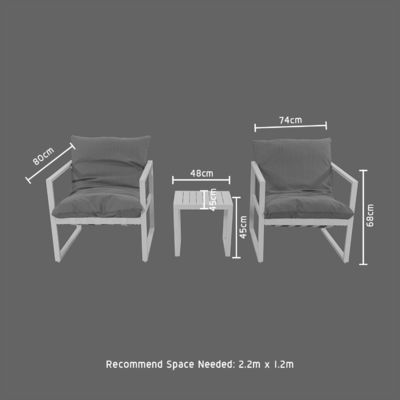 Outdoor Leisure Aluminum Garden Chair Aluminum Lounge Set L 45 x W48 x H45cm Aluminum