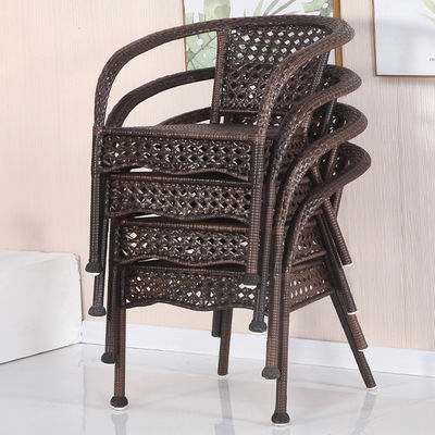 Outdoor Garden Balcony Stackable Armchair and Wicker Dining Table Set for Leisure