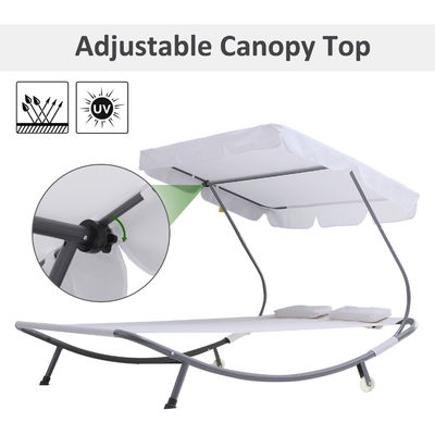 Adjustable Canopy Steel Frame Hammock for Outdoor Poolside Lounging and Relaxation