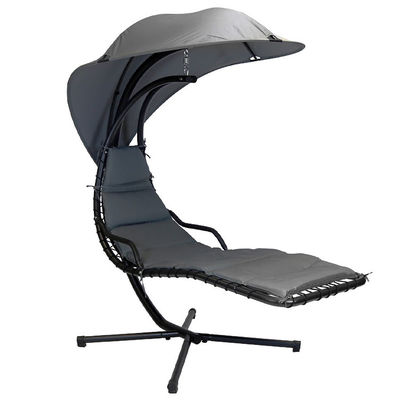 Upgrade Your Patio Modern Metal Stand Hammock Swing Chair with Cushion and Sun Canopy