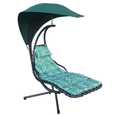 Upgrade Your Patio Modern Metal Stand Hammock Swing Chair with Cushion and Sun Canopy