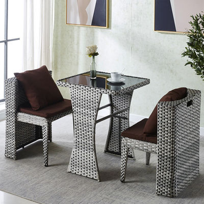 Outdoor Rattan Furniture for Coffee Shop Tempered Glass Top Table and Chair Set
