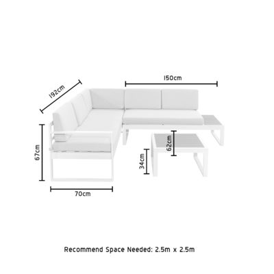 AJUNION L Shaped Outdoor Furniture Set Aluminum Lounge Set with Plastic Teak Finish