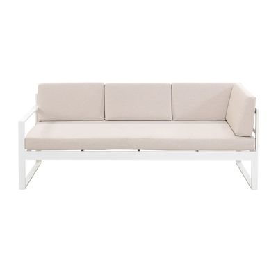 AJUNION L Shaped Outdoor Furniture Set Aluminum Lounge Set with Plastic Teak Finish