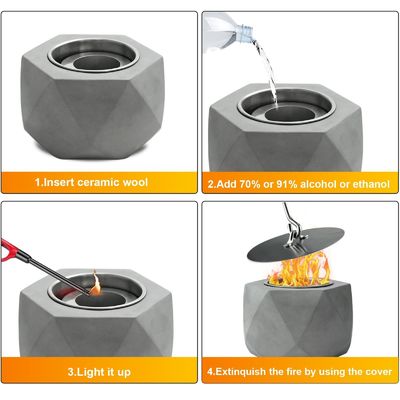 Pounds AJUNION Portable Mini Concrete Fire Pit Tabletop Alcohol Burning Fire Pit Bowl