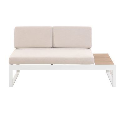 AJUNION L Shaped Outdoor Furniture Set Aluminum Lounge Set with Plastic Teak Finish