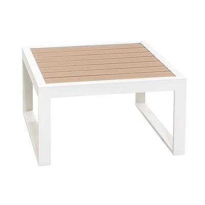 AJUNION L Shaped Outdoor Furniture Set Aluminum Lounge Set with Plastic Teak Finish