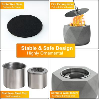 Pounds AJUNION Portable Mini Concrete Fire Pit Tabletop Alcohol Burning Fire Pit Bowl