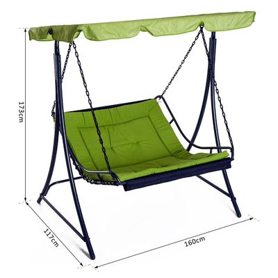 Polyester Cushion AJUNION Outdoor Swing Canopy Hammock 3 Seater Patio Swing Chair with Adjustable Canopy
