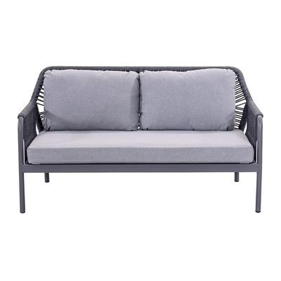 Aluminum Frame AJUNION Rope Weave Garden Furniture Lounge Sofa Set with HPL Tabletop