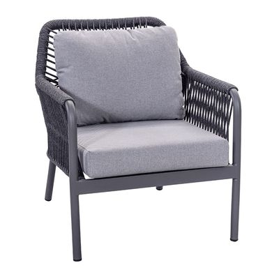 Aluminum Frame AJUNION Rope Weave Garden Furniture Lounge Sofa Set with HPL Tabletop
