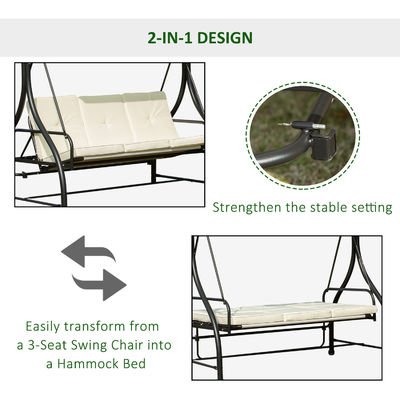 AJUNION Steel Frame Swing Hammock Chair for Patio Garden 150kg Weight Capacity Canopy