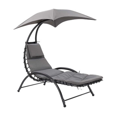 Outdoor Metal Fabric Beach Patio Garden Hammock Swing Chair with Canopy 118*171*165 CM