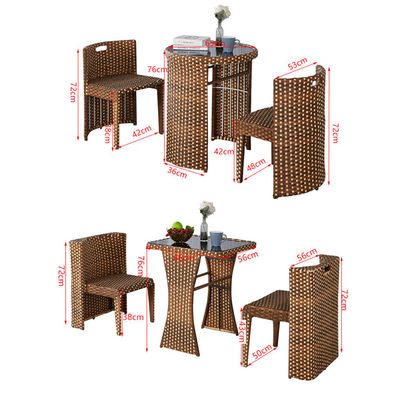 Rattan Tempered Glass Round Dining Table and Chair Set for Coffee Shop Modern Design