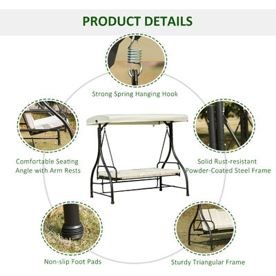AJUNION Steel Frame Swing Hammock Chair for Patio Garden 150kg Weight Capacity Canopy