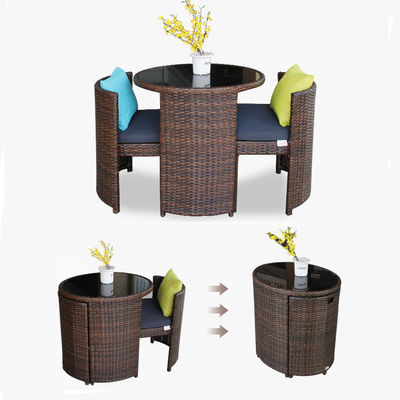 Rattan Tempered Glass Round Dining Table and Chair Set for Coffee Shop Modern Design