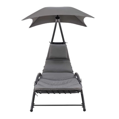 Outdoor Metal Fabric Beach Patio Garden Hammock Swing Chair with Canopy 118*171*165 CM