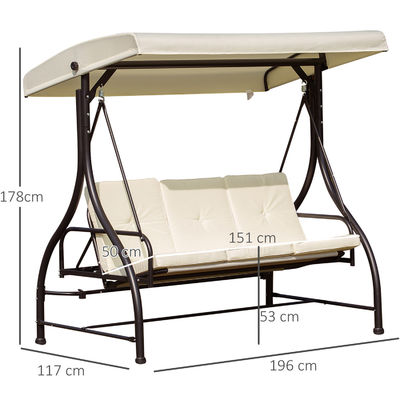 AJUNION Steel Frame Swing Hammock Chair for Patio Garden 150kg Weight Capacity Canopy