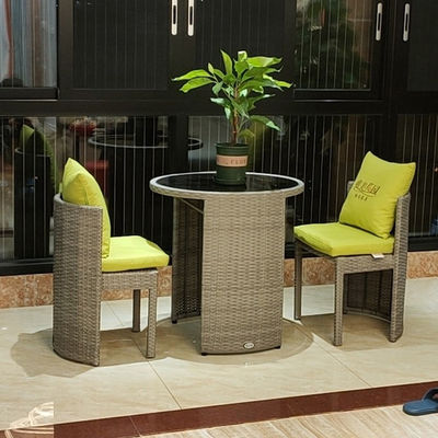 Rattan Tempered Glass Round Dining Table and Chair Set for Coffee Shop Modern Design