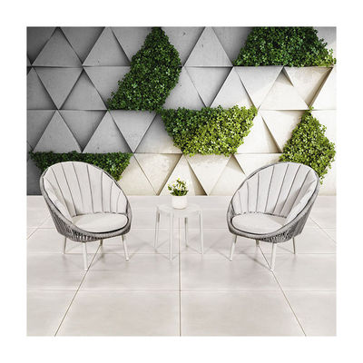 Rope Weave Garden Balcony Furniture 3 Piece Aluminum Lounge Set with Side Table by AJUNION