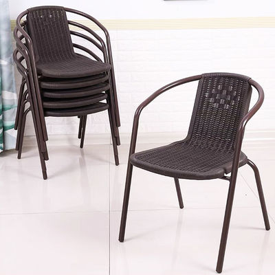 Hotel Garden Balcony Beach Stackable Armchair Woven PE Rattan Wicker Dining Chair