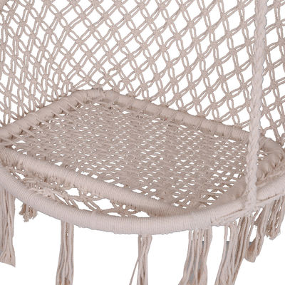 AJUNION Macrame Hammock Hanging Swing Chair Metal Frame Cotton Rope Mail Packing Y