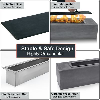 Stylish Concrete Tabletop Fireplace for Modern Outdoor Garden AJUNION Alcohol Firepit