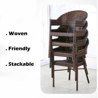 Custom Logo Woven PE Rattan Dining Table and Chairs for Hotel Outdoor Patio Armchair Set