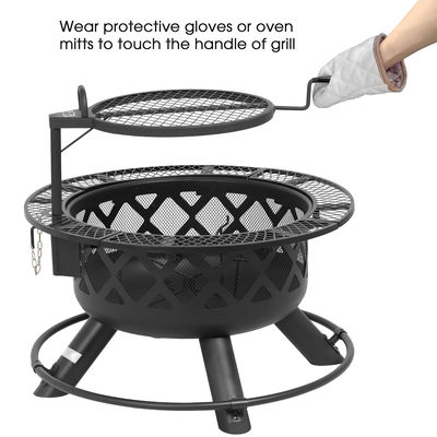 Outdoor Garden AJUNION Removable Cooking Grill 27 Pounds Outdoor Wood Burning Fire Pit