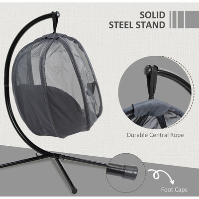 Outdoor Furniture Essential AJUNION Foldable Hanging Egg Chair with Polyester Cushion