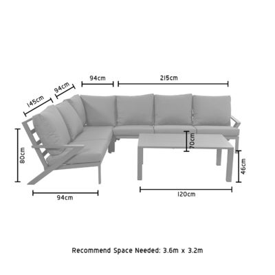 AJUNION Aluminum Frame Outdoor Corner Sofa Lounge Set Sectional Garden Furniture Set