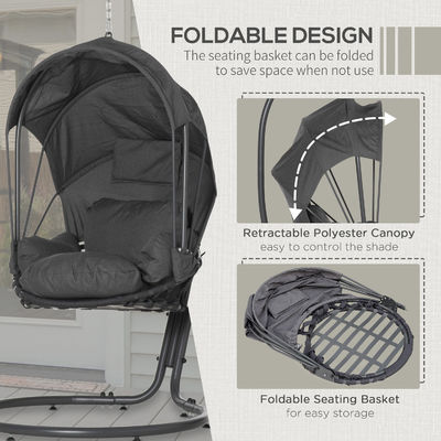 AJUNION Foldable Egg Chair and Stand The Perfect Combination for Outdoor Furniture