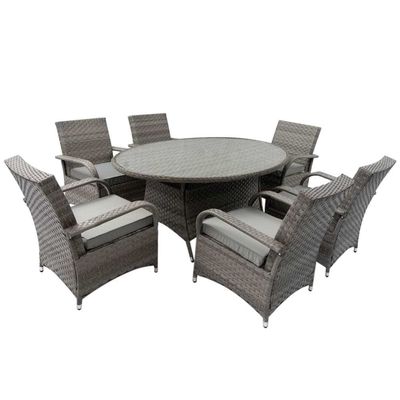 9 Seater Outdoor Dining Set with Round Table and Cushions by AJUNION Rattan Furniture