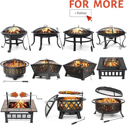 Round Steel Wood Burning Fire Pit for Outdoor Garden and Backyard Barbecue Grill