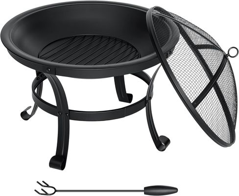 Round Steel Wood Burning Fire Pit for Outdoor Garden and Backyard Barbecue Grill