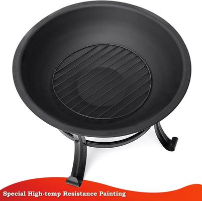 Round Steel Wood Burning Fire Pit for Outdoor Garden and Backyard Barbecue Grill