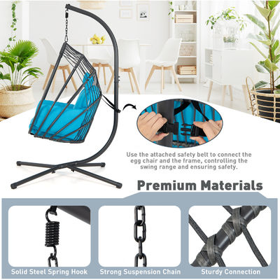 Modern Design Heavy Duty Steel Frame Hanging Chair with Polyester Cushion Fabric