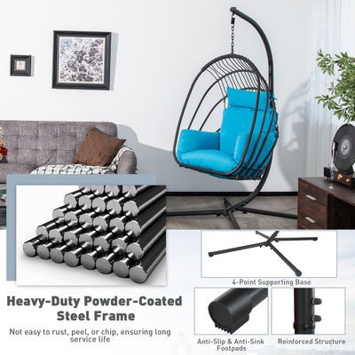 Modern Design Heavy Duty Steel Frame Hanging Chair with Polyester Cushion Fabric